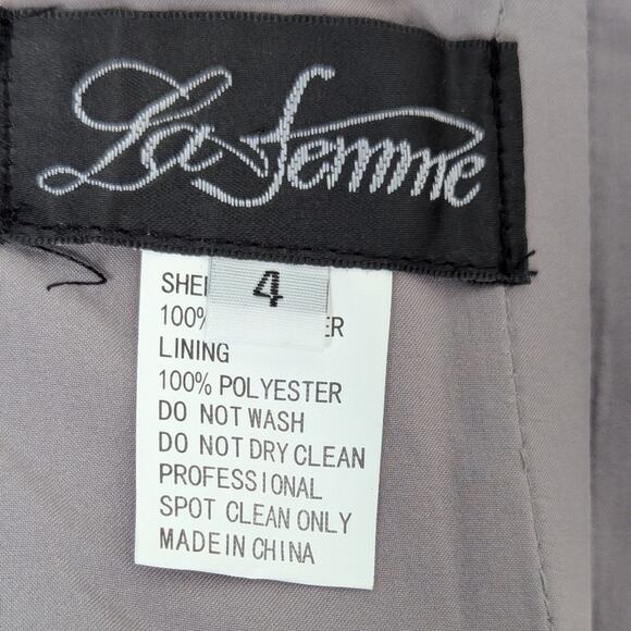 LA FEMME 25206 Column Gown Dress Size 4 Surplice Off the Shoulder NWT - Picture 6 of 6